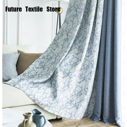 Nordic Curtains for Living Room Bedroom Modern Ins Wind Living Room Stitching Printing Curtains Finished Product Customization