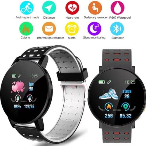 119 Plus Smart Watches Men Smart Bracelet Blood Pressure Waterproof Wristwatch Sport Smartwatch Fitness Tracker For Android Ios