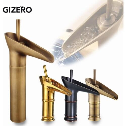 Basin Faucet Antique Brass Bathroom Hot Cold Water Mixer Taps Single Handle Deck Mounted Vanity Sink Faucet ZR244