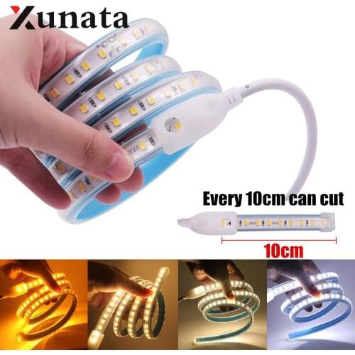 220V LED Strip IP67 Waterproof 120LEDs/m Super Brighter 10cm Cuttable Flexible 2835 LED Light Natural White/Gold/Cool White