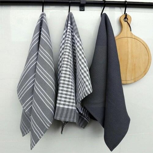 Home Furnishing Fabric Tea Towels Three Packs Gray Decoration Series Napkin Towe Handkerchief Kitchen Cloth Reusable Dishwa P1X8