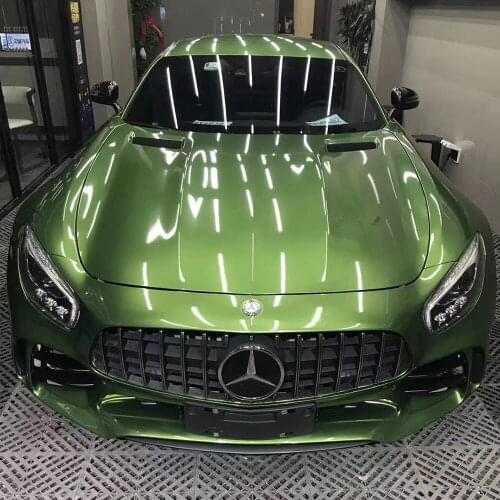 TSAUTOP 1.52*18m Mamba Green Super Glossy metallic car wrap film with air channel wrap sticker vinyl vehicle decals