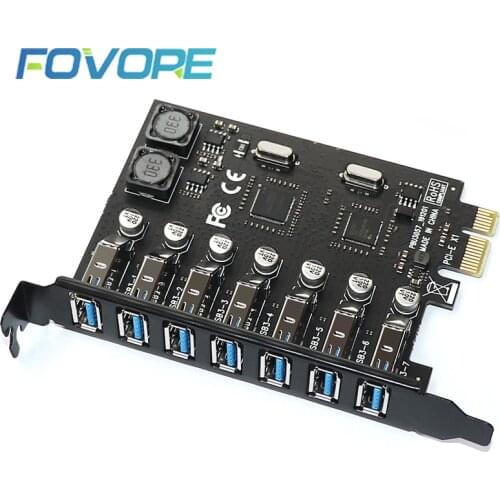 USB 3.0 PCI express adapter 7 port USB 3 Hub PCI e adapter controller PCI-e USB3 PCIe expansion board card for Desktop