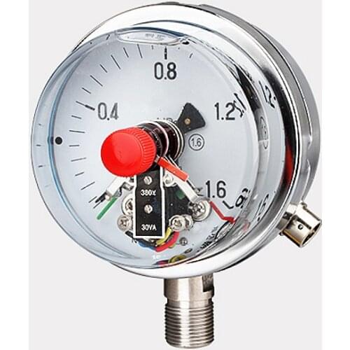 YNXC100 Shock-proof magnetic help electric contact pressure gauge oil filled stainless steel manometer M20*1.5 radial thread