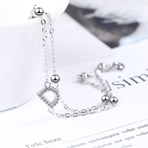 Bracelet female Korean fashion letter D inlaid zircon bracelet double temperament hand jewelry