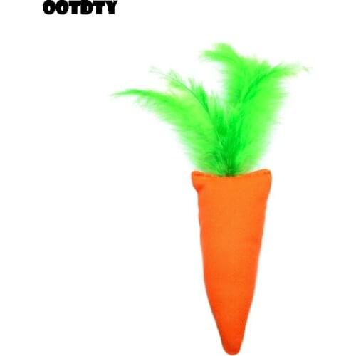 Carrot Shape Cat Kitten Chew Toys Catnip Interactive Feather Bite Scrathing Toy