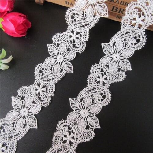 1 yard Vintage White Polyester Flower Embroidered Lace Trim Ribbon Fabric Handmade DIY Garment Wedding Dress Sewing Craft