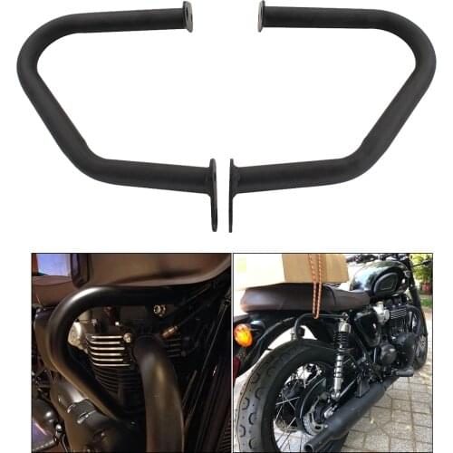 2x Black Motorcycle Engine Guard Protector Crash Bars Replacement For Triumph Thruxton 1200 2016-2019