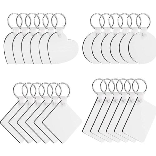 40GB 24 Pcs/Set Sublimation Blank Keychains Thermal Transfer Key Chain Double-Side Printed MDF Keyrings with Split Rings
