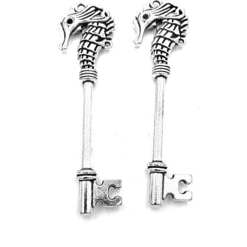 5pcs Seahorse Key charms pendant 72x20mm antique silver ornament accessories jewelry making DIY base material