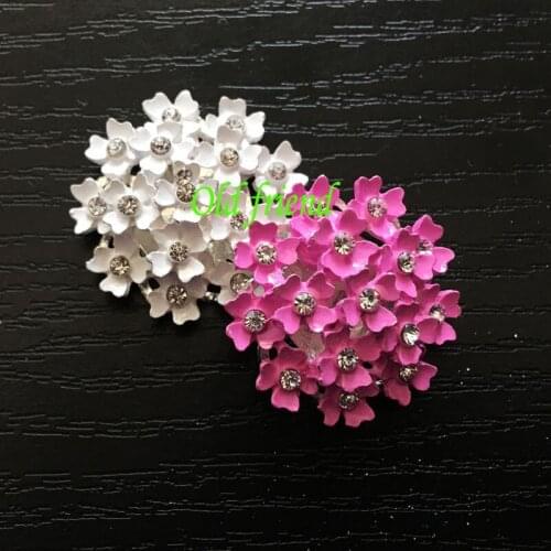 60pcs/lot, Wholesale 26mm flower pearl rhinestone metal buttons ashion bronze for craft/embellishment hair accessory