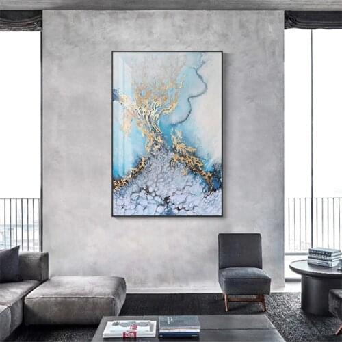 Abstract Baby Blue Canvas Painting Dreamy Purple Poster and Print Fashion Wall Art Picture for Bedroom Abstract Tableaux Poster