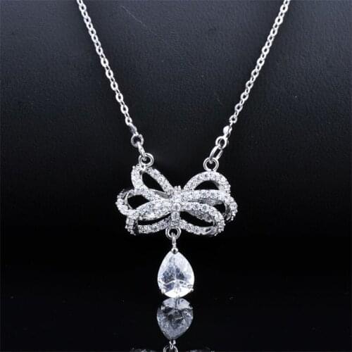 Free Shipping Wholesale Bow Shaped Luxury Jewelry Fashion Necklaces For Women 2014 GLD0673
