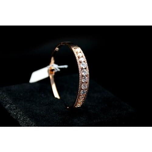 MADALENA SARARA AAA Full Zircon Inlaid Bangle Girls Bracelet Full Zircon Style So Cute For Gift Copper Silver Tone