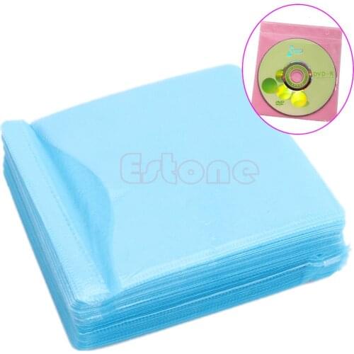 C1FB Hot 100pcs CD DVD Disc Double Side Cover Storage Case PP Bag Sleeve Holder Pack