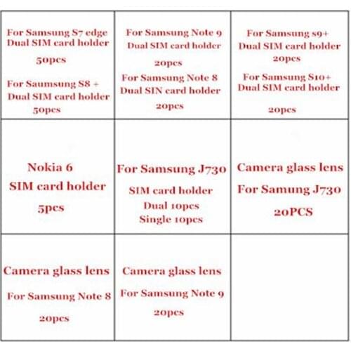 SIM card holder + Camera glass lens for Samsung S7 edge S8 Plus Note 9 J730 Note 8