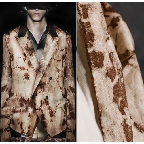 Brown cracked tie-dye pattern printing anti-wrinkle clothing designer fabric
