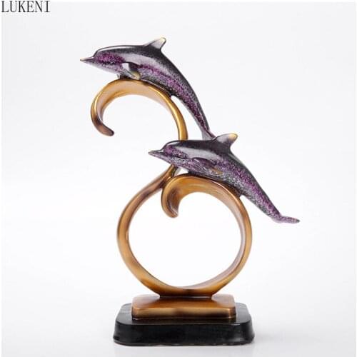European Resin Crafts Dolphin Decoration Creative Porch Home Living Room Study Bedroom Individual Gift Decoration