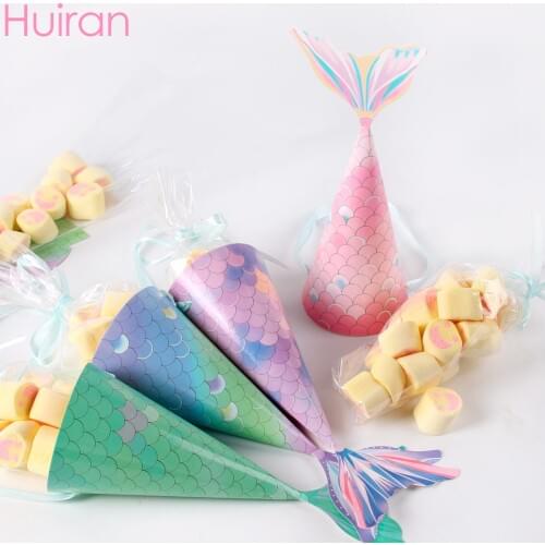 Huiran Mermaid Candy Box paper bags for gifts for girls mermaid birthday party gift boxes for kids Mermaid Paper Bag for Wedding