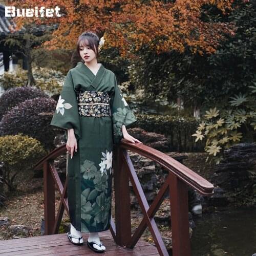 Lady Japanese Tradition Yukata Kimono with Obi Fashion National Novelty Evening Dress New Style Japanese Kimono Cosplay Costume