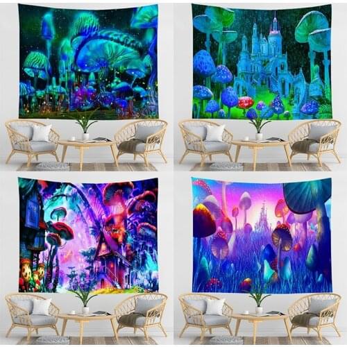 Beautiful Natural Forest Printed Large Wall Tapestry Cheap Hippie Wall Hanging Bohemian Wall Tapestries Mushroom Wall Art Decor