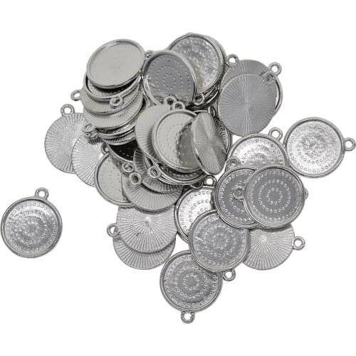 50pcs Fit 18mm Alloy Round Blank Bezel Pendant Trays Base Trays Pendant Blanks Jewelry Findings