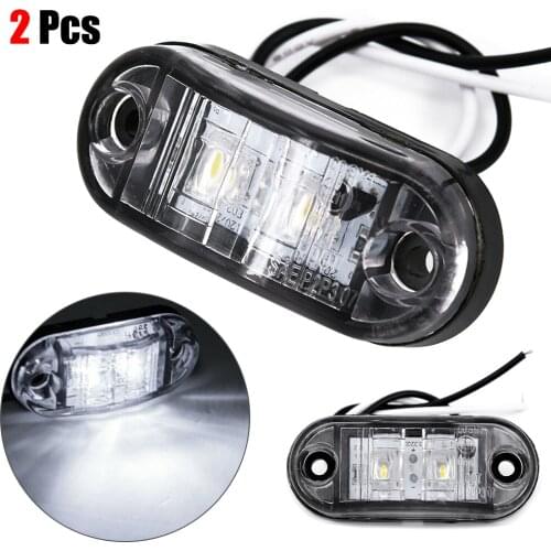 Hot Selling 2pcs White LED Side Marker Lights Clearance Car Trailer Caravan 12V Waterproof Drop Shipping