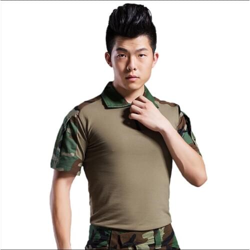 Hot 2020 Outdoor Summer Sport hunting Tactical camouflage Sleeve lapel quick-drying Frog Suit Camping Hiking T-shirts Men