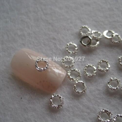 MD-724 10pcs Fancy Silver Circle Deco Metal Charms Metal Deco Charms Nail Art