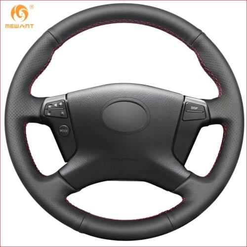 MEWANT Black Genuine Leather Car Steering Wheel Cover for Toyota Avensis 2007 2006 2005 2004 2003 Interior Accessories Parts