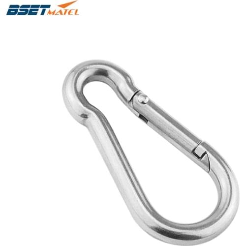 M8*80mm Multifunctional 304 Stainless Steel Spring Snap Carabiner Quick Link Ring Hook snap shackle Chain Fastener Hook
