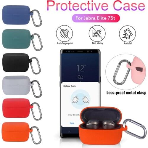 Soft Silicone Protective Case For Jabra Elite Active 75t Earphones Wireless Earphone Storage Case With Anti-loss Hook