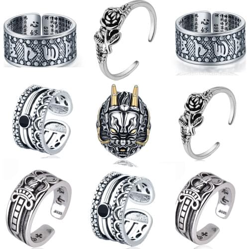 Unusual stereoscopic flower dragon shape rings for men women 2021 korean Fashion Unisex opening ring wedding Party Jewelry