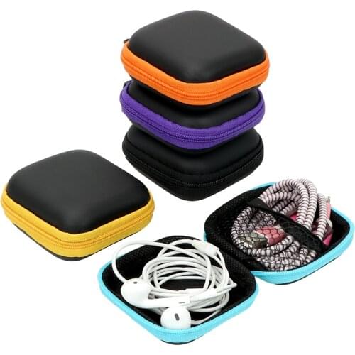 Portable Earbuds Pouch Box Earphone Storage Bag USB Cable Organizer Mini Zipper Hard Headphone Case Headset Cover Protector