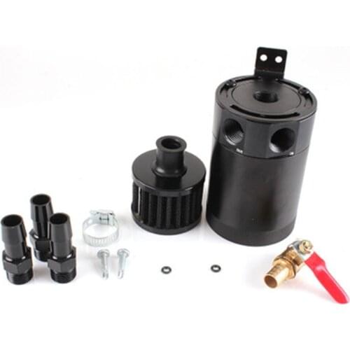 Durable Racing Baffled 2-Port Oil Catch Can Tank Auto Vehicle Replacement Air-Oil Separator Waste Gas Oil Recover Pot