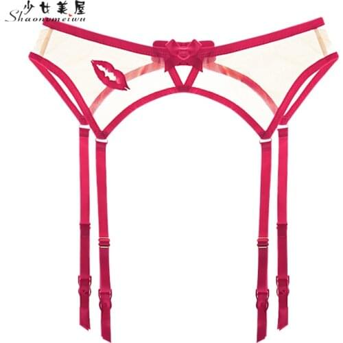 Shaonvmeiwu Send silk stockings garter belt underwear suit ladies transparent sexy sexy embroidery thin model big size