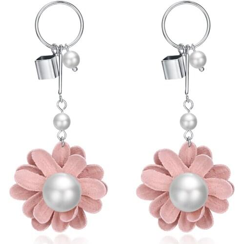 SILVERHOO New 925 Sterling Silver Drop Earrings For Women Austria Crystal With Beige Flower Party Earrings Simple Gift Trend