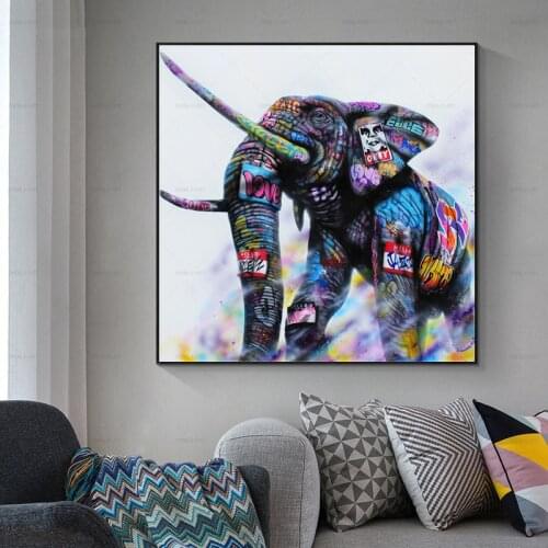Modern Elephant Graffiti Art Canvas Paintings on the wall Posters And Prints Wall Cuadros for Living Room Home Decor (No Frame)