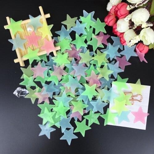 50pcs Pvc Stars Glow Stickers Luminous In Dark Night Fluorescent Wall Art 3D Home Decals For Kids Room Ceiling Switch Decoration