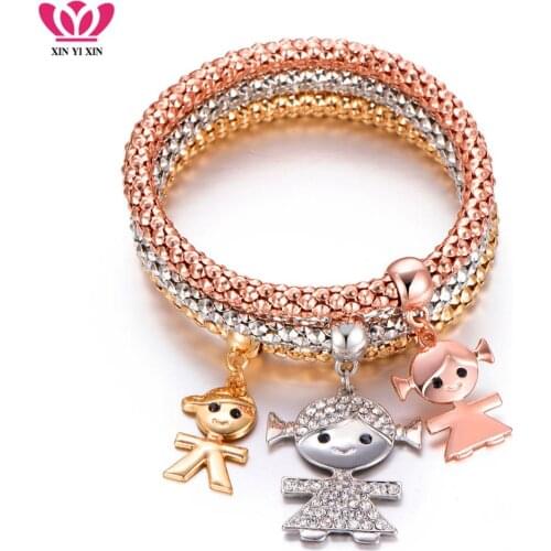 Girls boy Charms Bracelets Women Mix Color Popcorn Chains Bracelet Crystal Children Lovely Jewelry Birthday Family Party Gifts