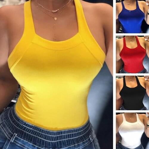 Tops Women 2020 Halter Women Camis Sleeveless Summer Clothes Black Solid Tops Camisole Femme Sexy Slim Tanks Dropshipping