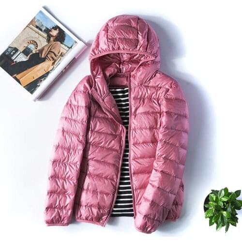 Women White Duck Down Jackets Autumn Winter Female Hooded Ultra Light Portable Coats Windproof Long Sleeve Slim Warm Parkas 7XL