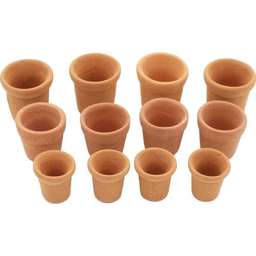 1:12 Scale 12 pcs Dollhouse Miniatures Ceramic Porcelain Flowerpots for Fairy Garden Plants Accessories