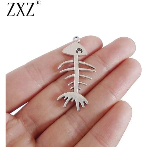 ZXZ 10pcs Fishbone Charms Pendants Beads DIY for Jewelry Making Findings