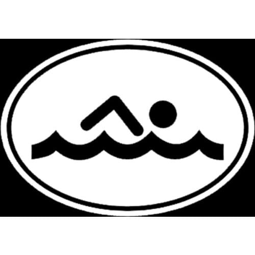 13.6*9.5CM Triathlon Oval Swim Bike Run And Sports Decor Car Sticker Vinyl Black Silver Graphic C12-0630