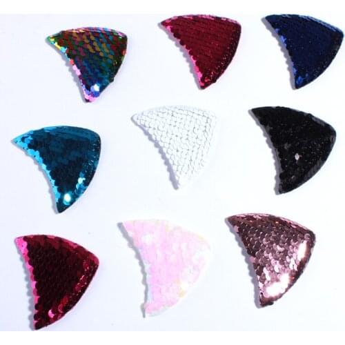 200PCS 6.3CM Newborn Sparkling Sequins Ear Shape For Headbands Glitter Metallic Fish For Hair Accessories Kid Birthday Gift