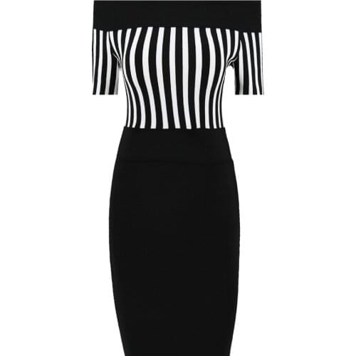2018 new arrival black white striped short sleeve vestidos Bandage Dress Sexy Fashion Party Dress wholesale dropshipping