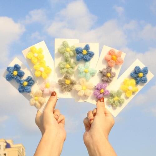 3Pcs/set Winter Colorful Plush Flowers Hair Clips Cute Children BB Hairpins Girls Woman Hairgrips Hair Accessories