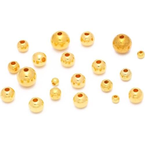 30-400pcs 3 4 6 8 10 12mm Gold Plated CCB Beads Round Seed Loose Spacer Beads For Jewelry Making Handmade DIY Bracelet Necklace