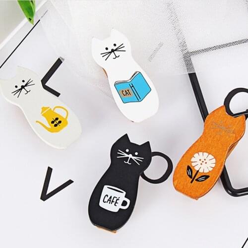 4pcs/set Cute Cartoon Cat Wooden Clips Mini Binder Kawaii Stationary Photo Tickets Holder Home Decor School Office Accessories